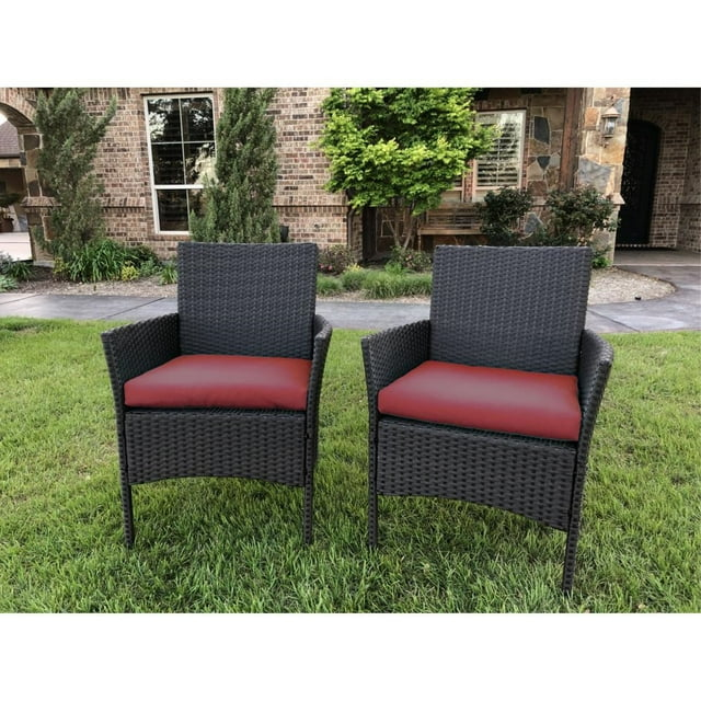 Resin Wicker/Steel Contemporary Arm Chair with Cushions (Set of 2)