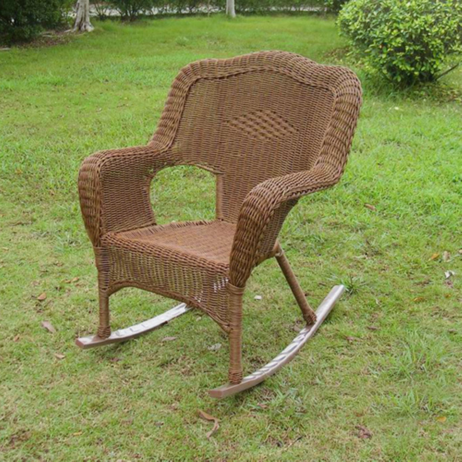 International Caravan Resin Wicker Camel Back Rocking Chairs pack 2-Color:Mocha