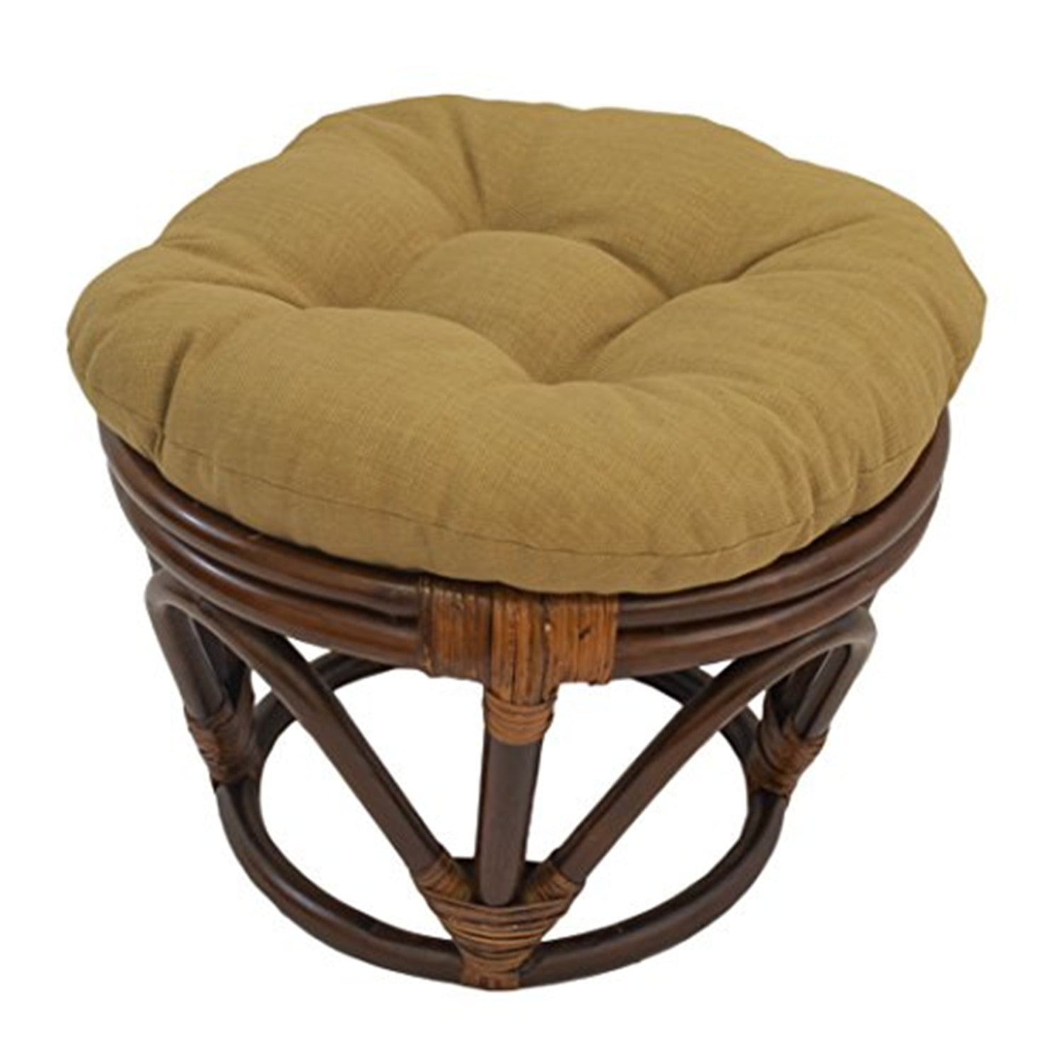 Rattan Ottoman with Outdoor Fabric Cushion
