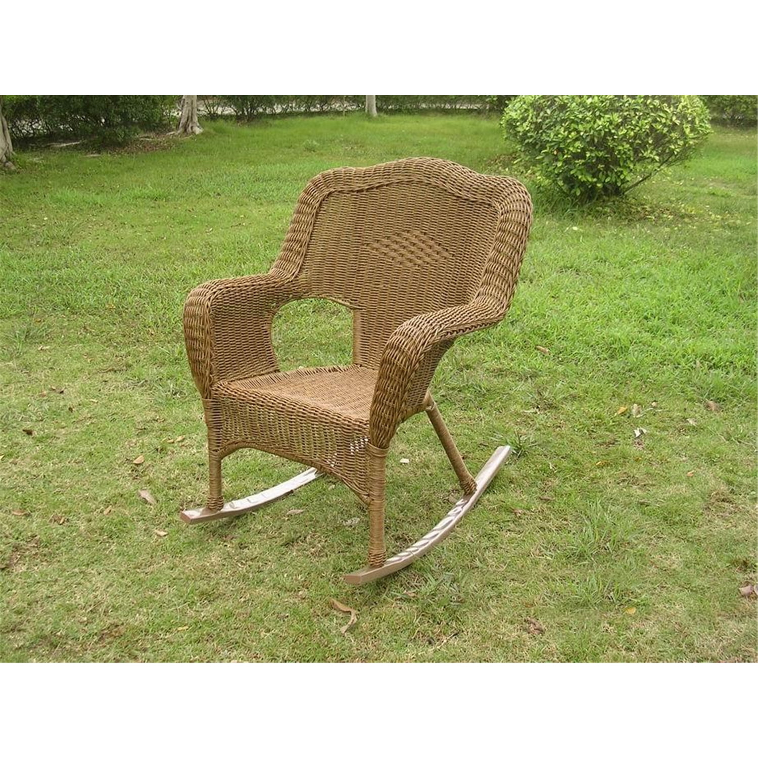International Caravan Resin Wicker Camel Back Rocking Chairs pack 2-Color:Mocha