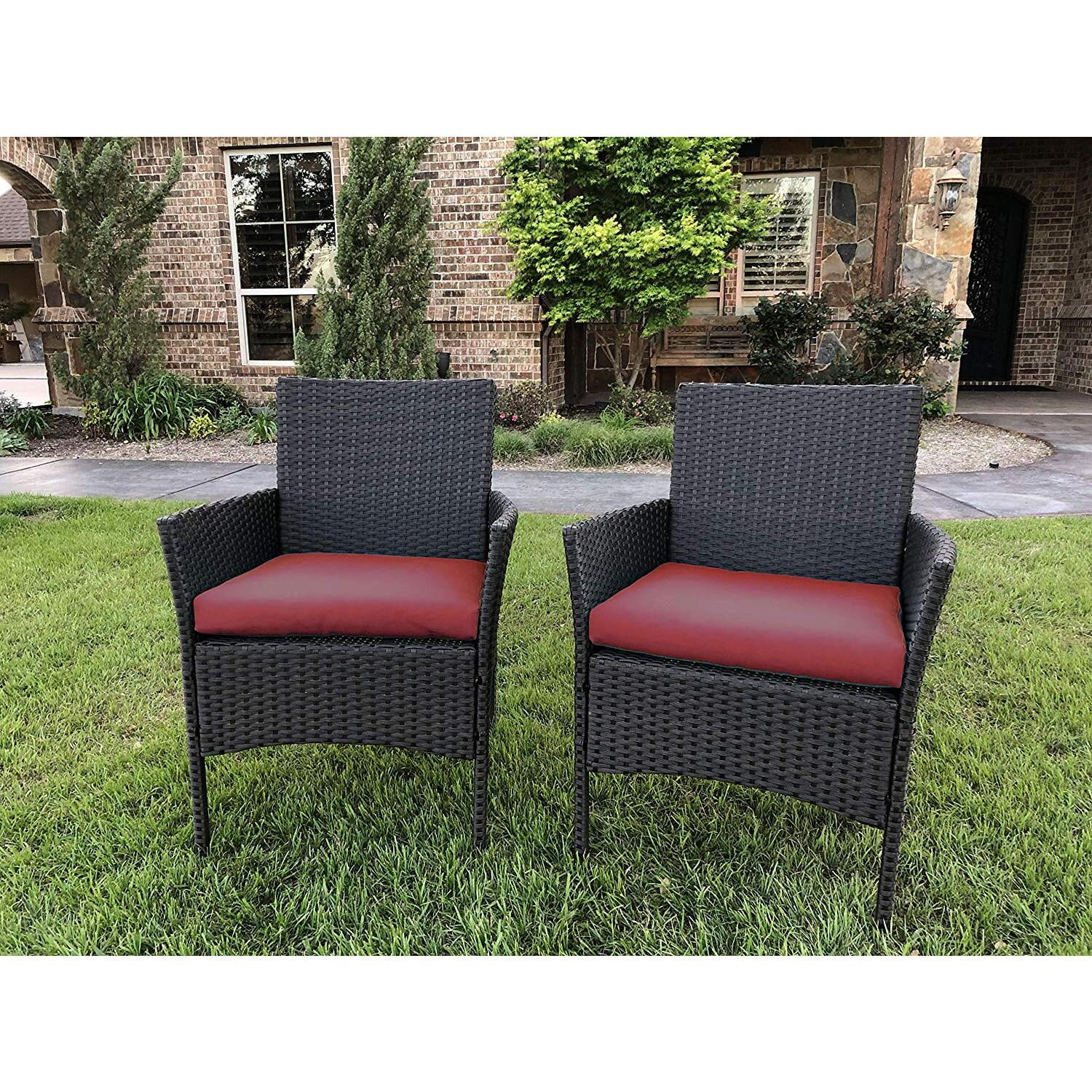 Resin Wicker/Steel Contemporary Arm Chair with Cushions (Set of 2)