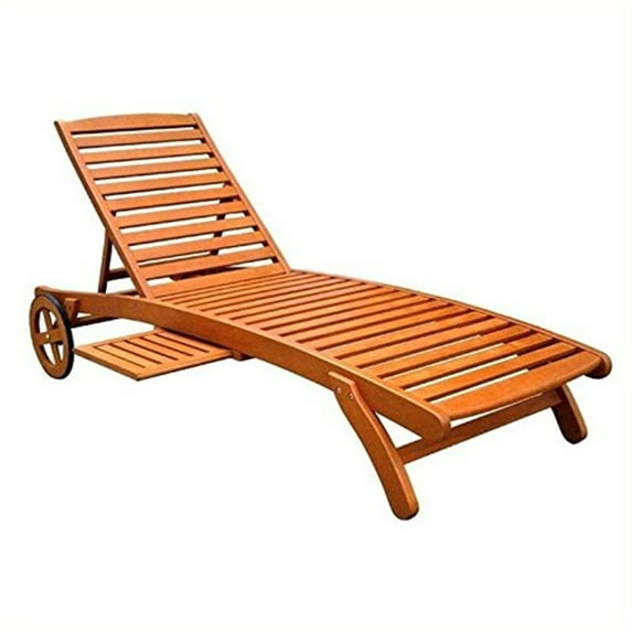 International Caravan Royal Tahiti Outdoor Wood Chaise Lounge with Wheels