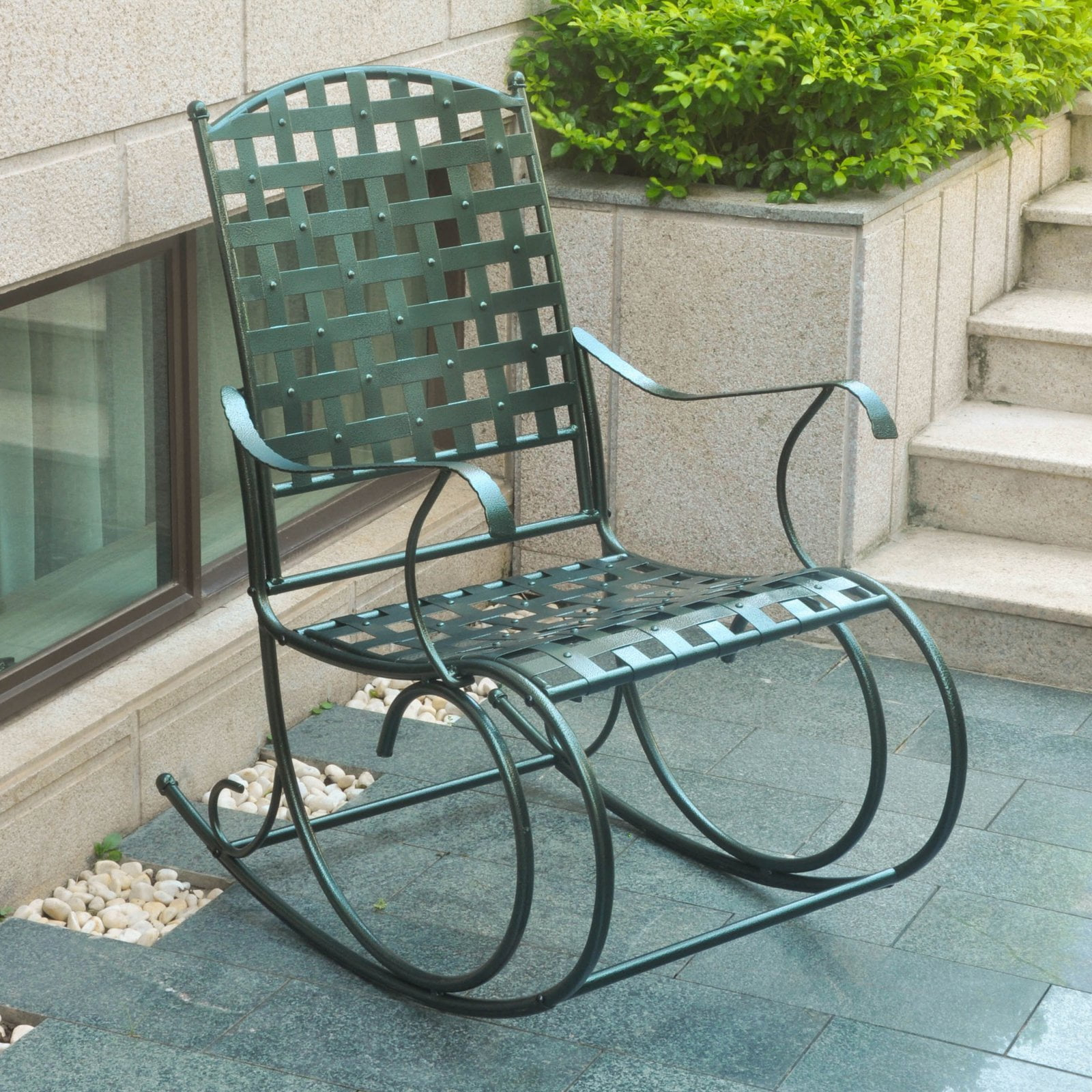 International Caravan Santa Fe Iron Nailhead Rocker-Color:Verdi Green