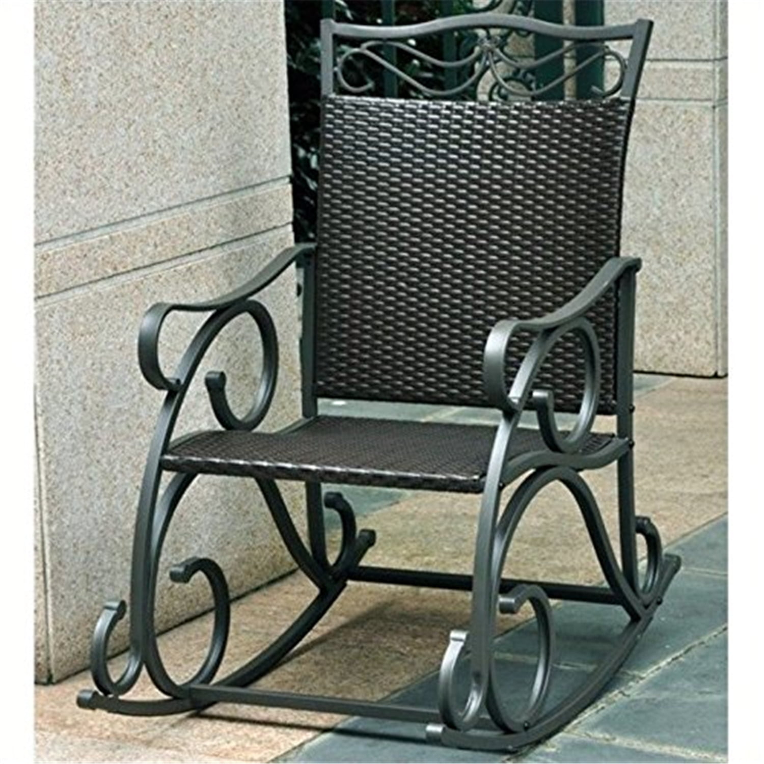 International Caravan Valencia Resin Patio Rocker in Antique Black