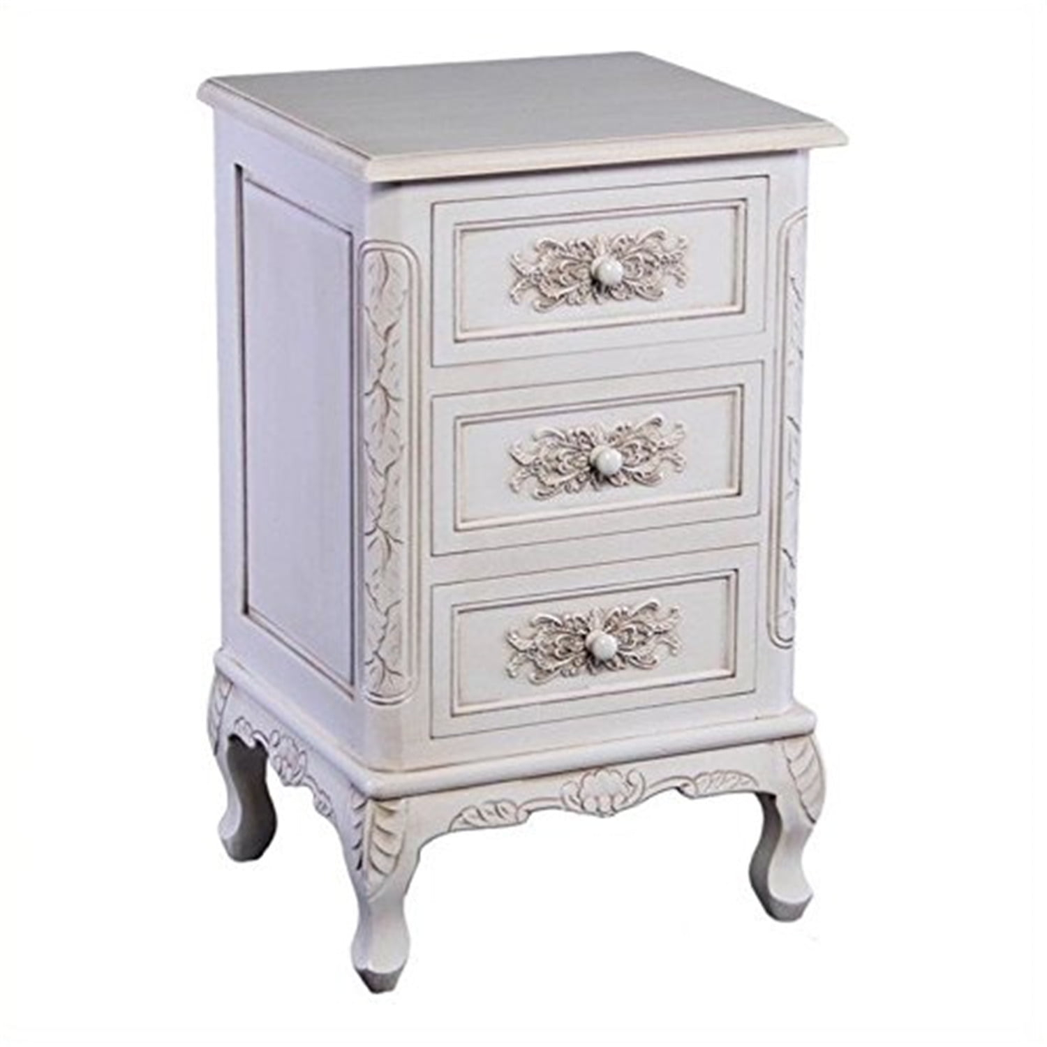 International Caravan Windsor 3 Drawer End Table in Antique White