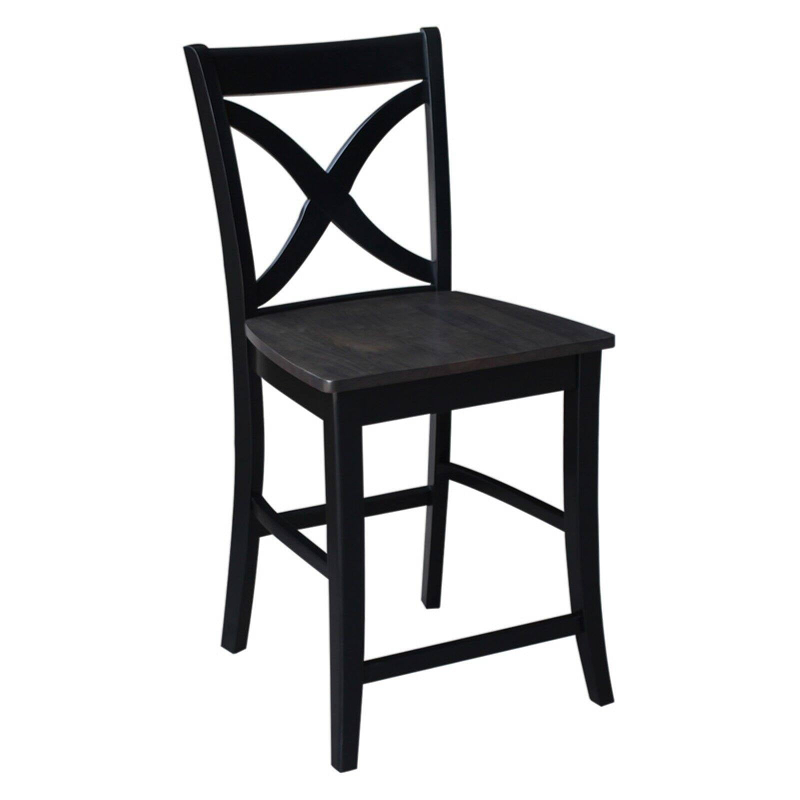 International Concepts Cosmo 24" Cross Back Counter Stool in Coal