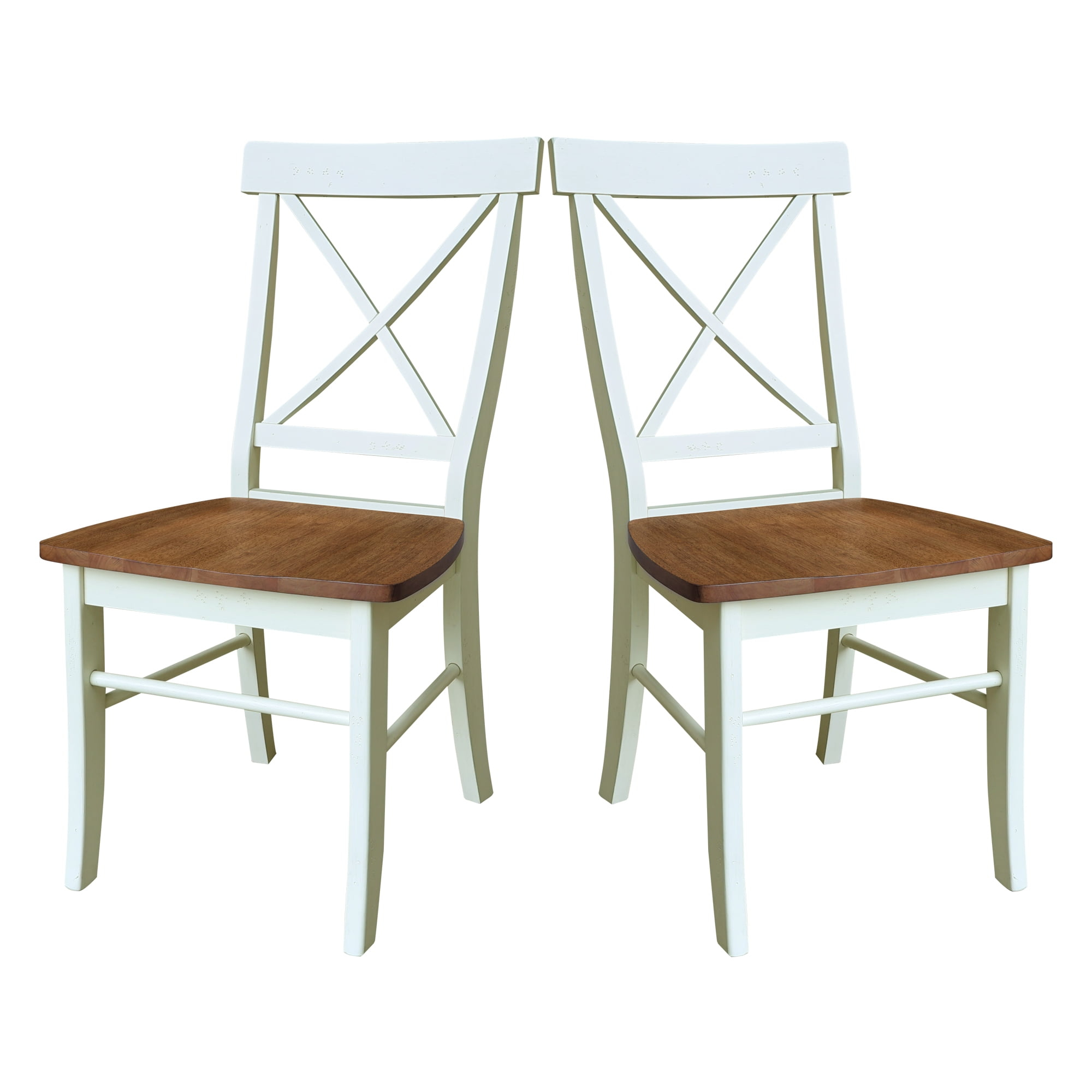 International Concepts Set of Two X-Back Dining Chairs, Hickory/Shell