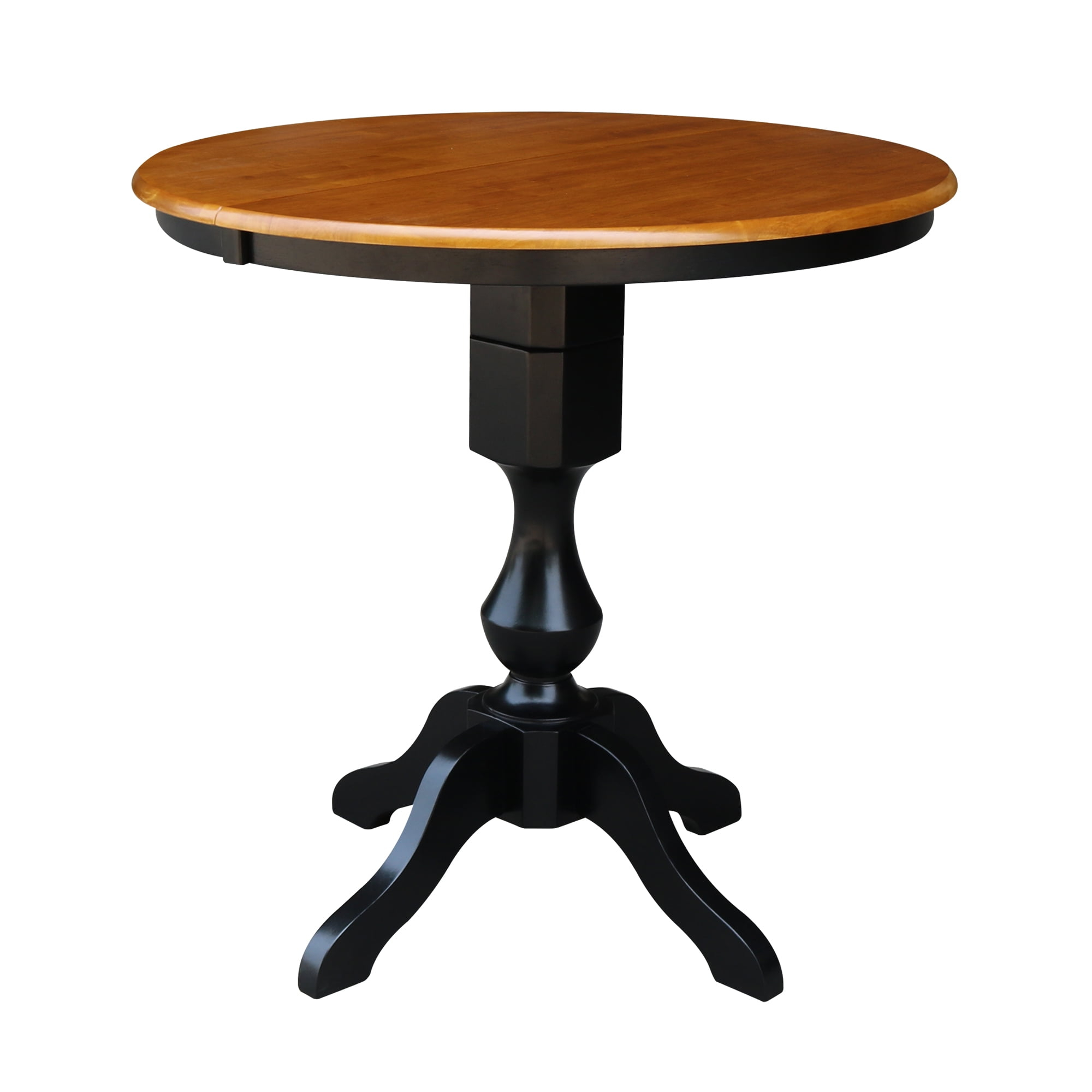 International Concepts Solid Wood 36 in. Round Top Counter Height Table with 12 in. Leaf in Black/Cherry