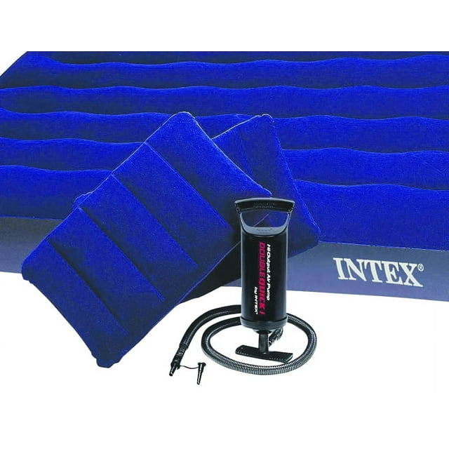 Intex Classic Downy Airbed Set with 2 Pillows and Double Quick Hand Pump, Queen