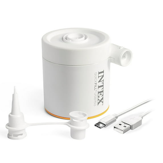 Intex: Quick-Fill Electric Air Pump - USB150 - Inflate Mattress-Floats, 2 Interconnecting Nozzles, 8.5' USB-C Power Cord, 150 L/Min, 0.43 psi, 66616E