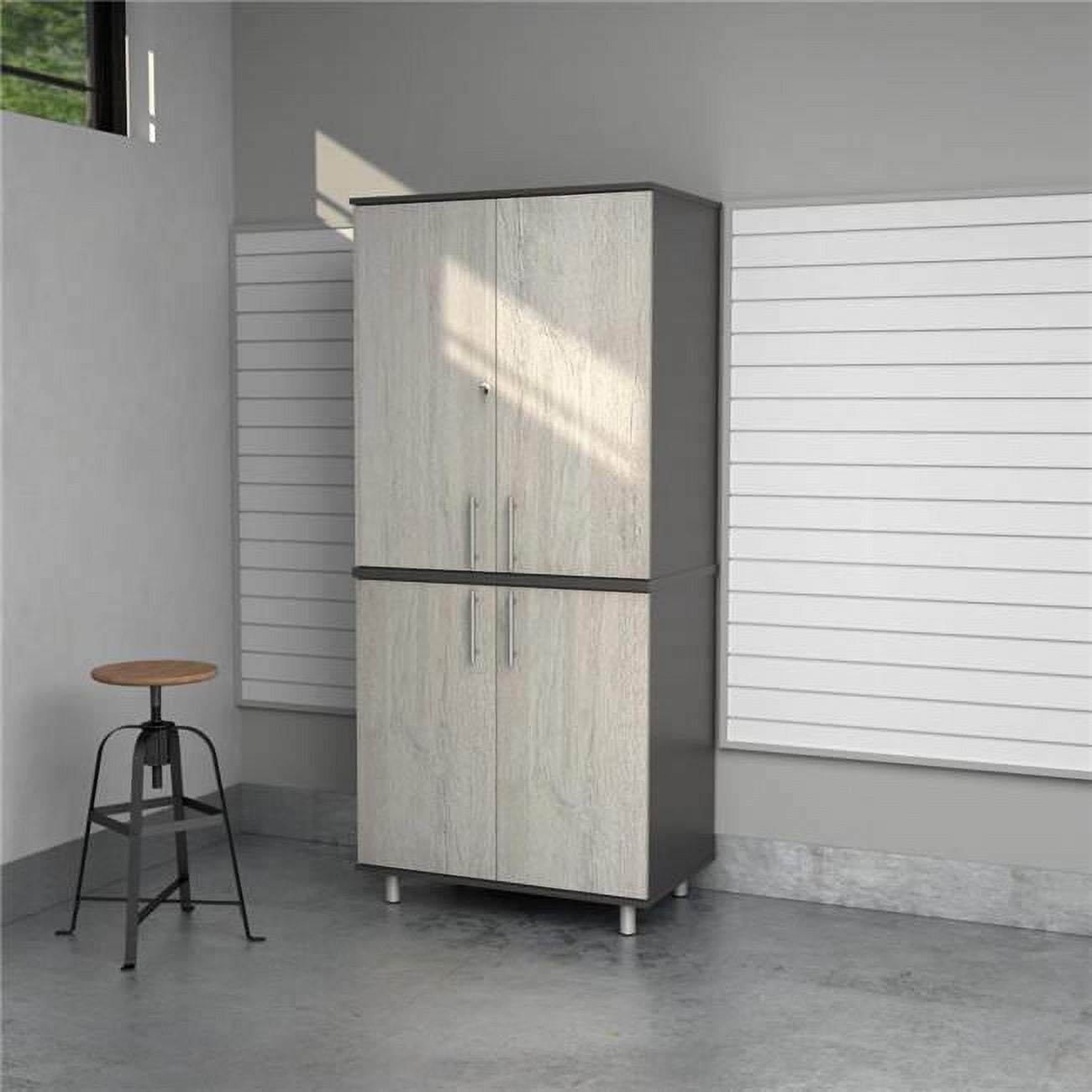 Inval America Kratos 5-Shelf Garage Storage Cabinet in Chantilly/Dark Gray