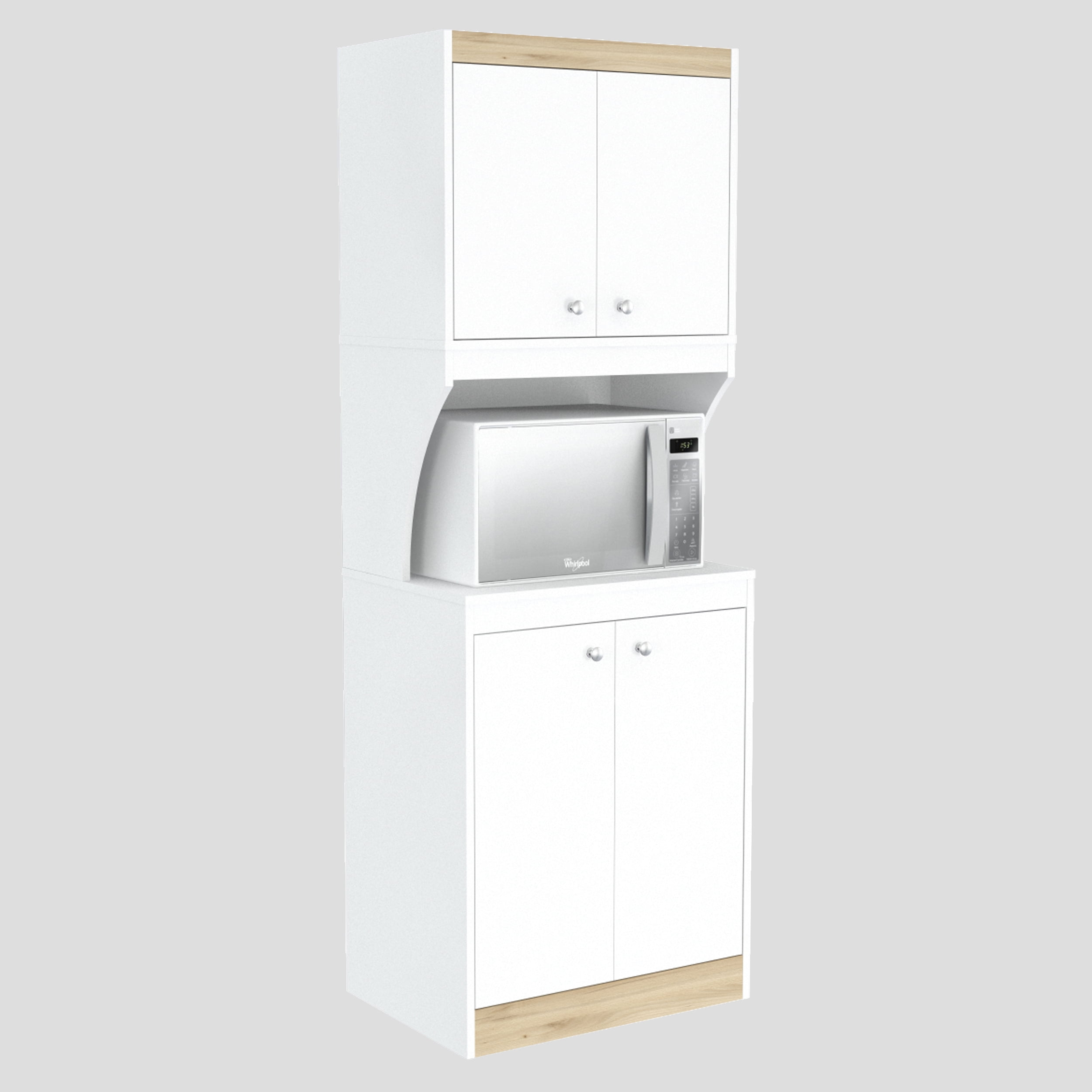 Inval Galley Laminate 4-Door 4-Shelf Kitchen Microwave Cabinet 24"W, White