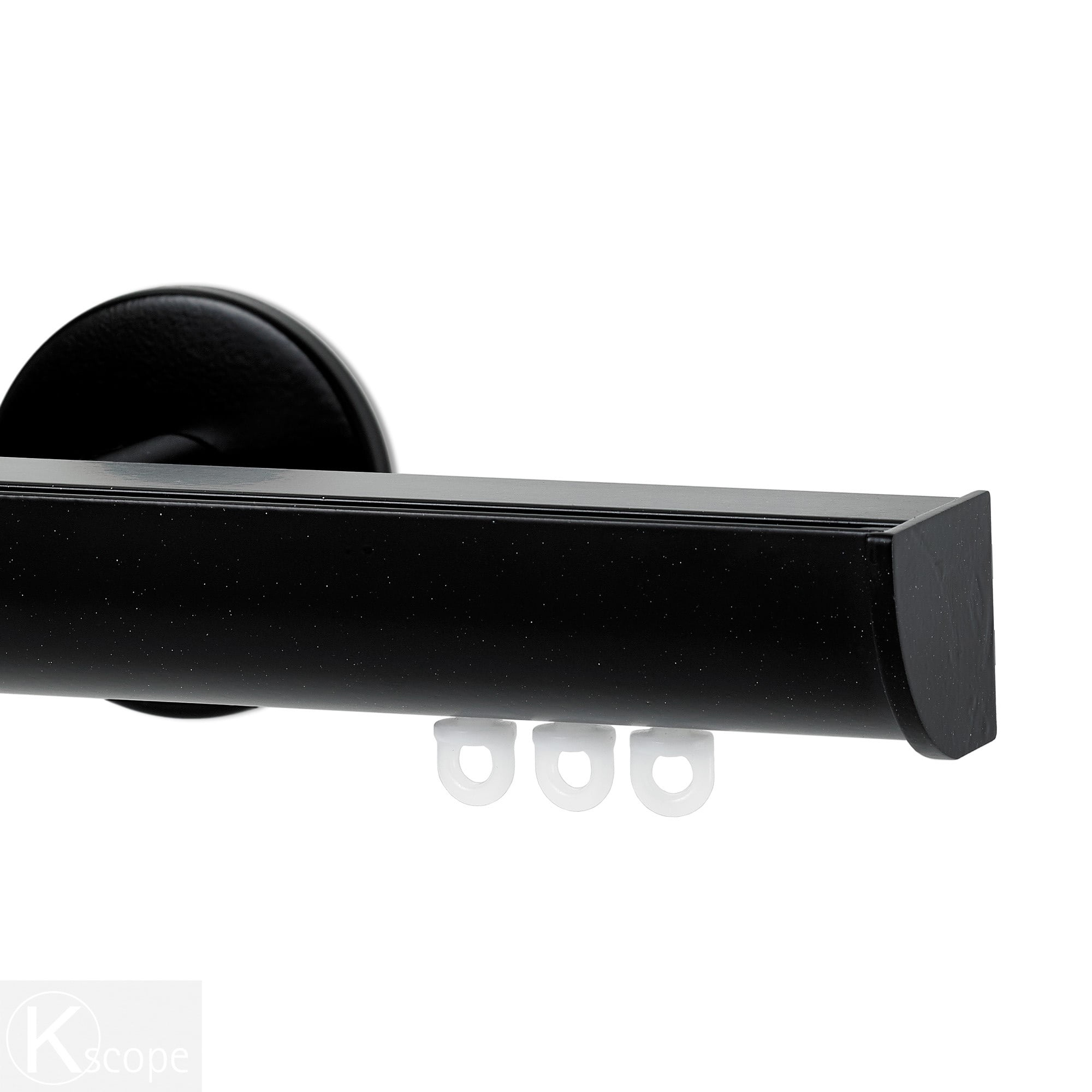 Invisible 48" Non-Adjustable Single Traverse Curtain Rod in Black