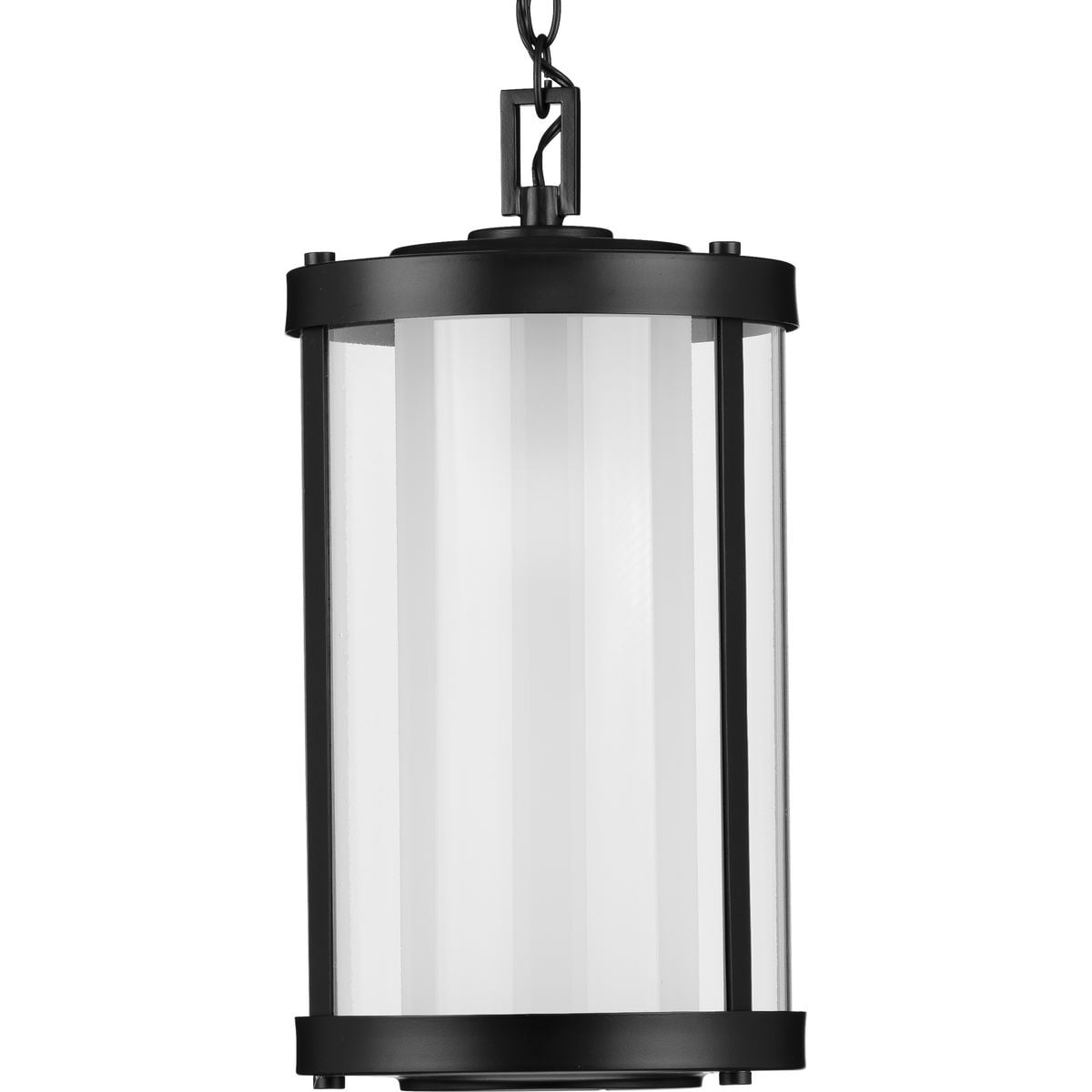 Progress Lighting Irondale 1-Light Black Hanging Lantern with Clear Glass Shade