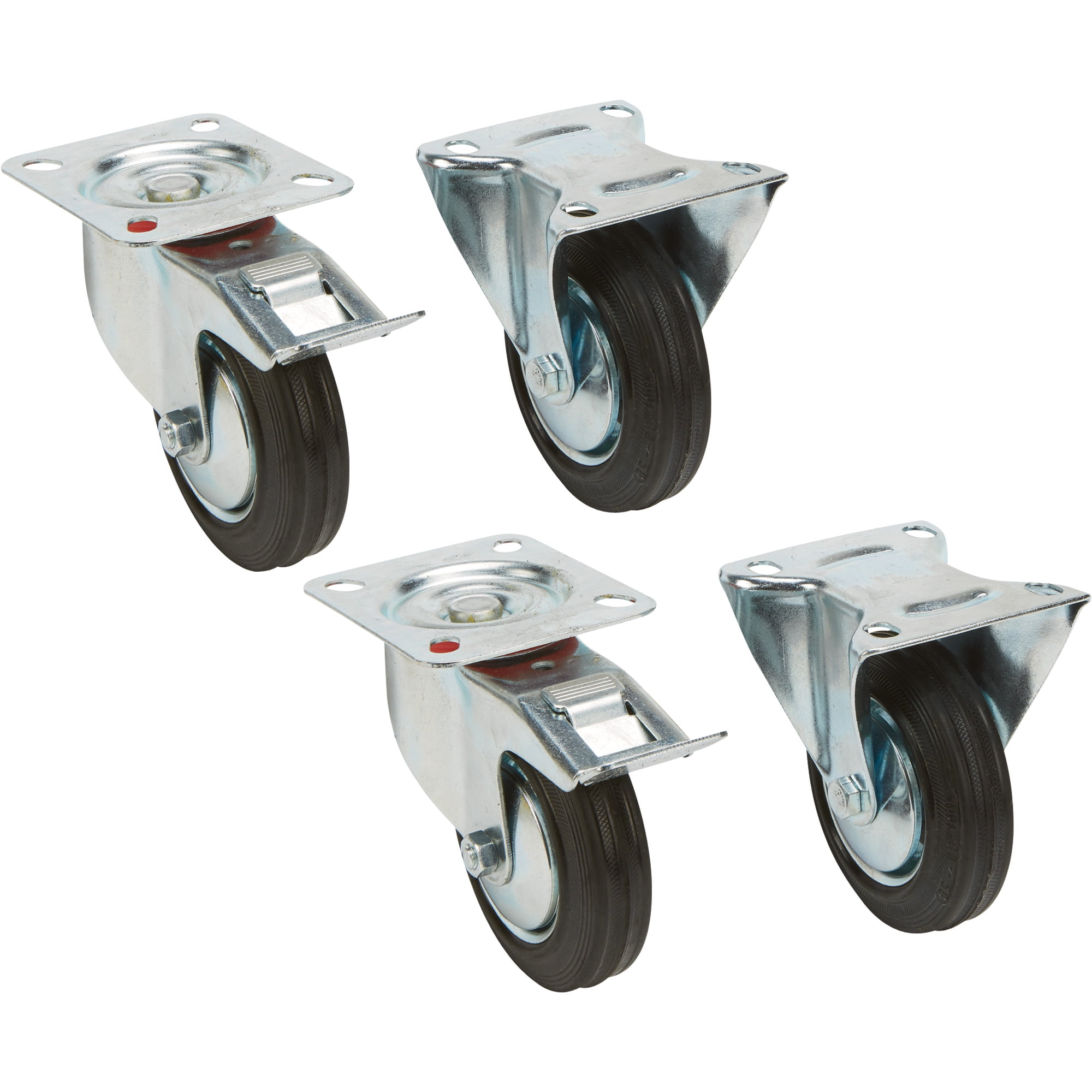 Ironton Rubber Casters, 4-Pack, 4in., 650-Lb. Capacity/Set, 155-Lb. Capacity Each