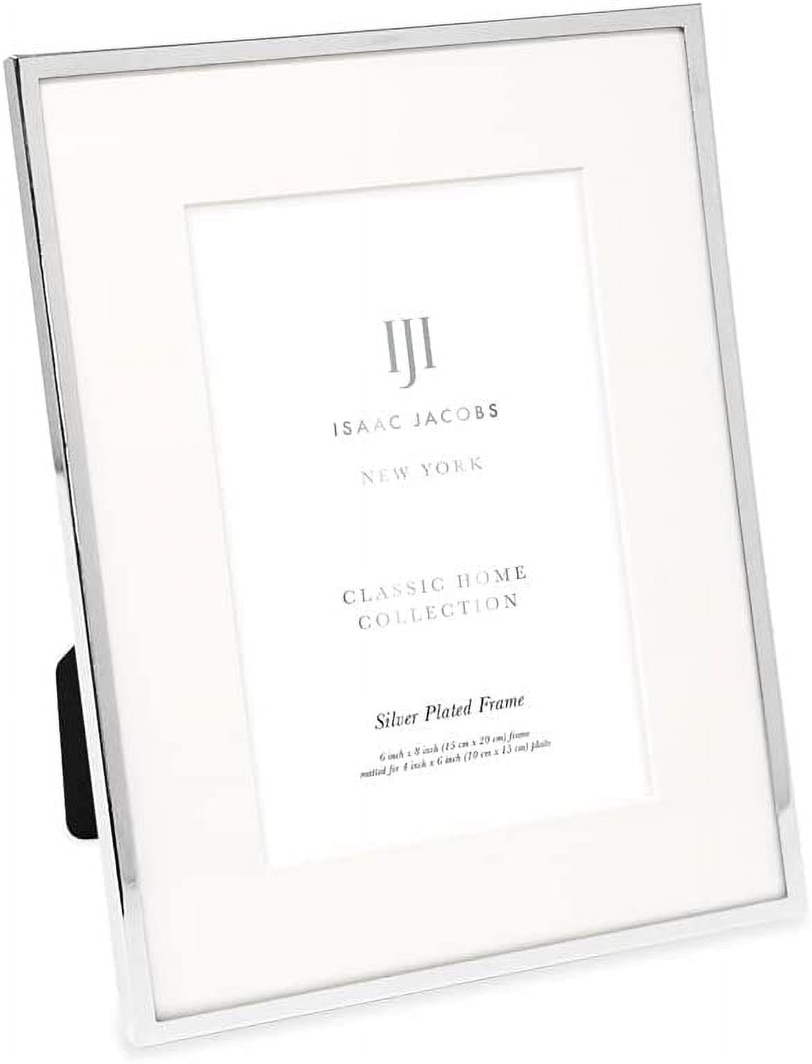 Isaac Jacobs 6x8 Matted 4x6 Silver Metal Picture Frame, Classic Metal Photo Frame Made For Tabletop & Hanging Display, Home and Office Dcor, Photo Gallery and Wall Art