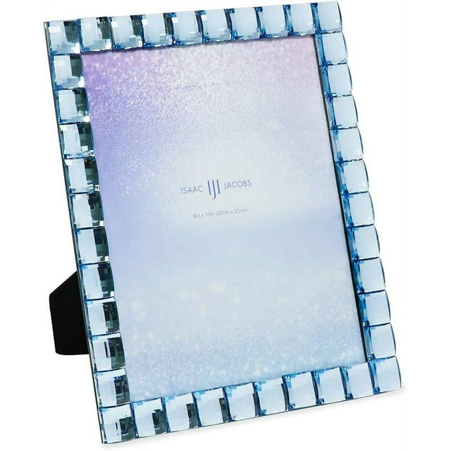 Isaac Jacobs Decorative Sparkling Light Blue Jewel Picture Frame, Photo Display & Home Décor 8x10