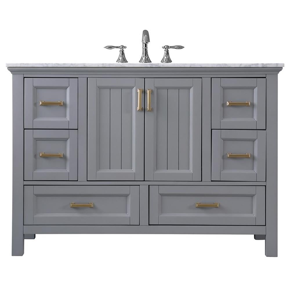 Isla 48" Marble Countertop Single Vanity w/o Mirror Gray