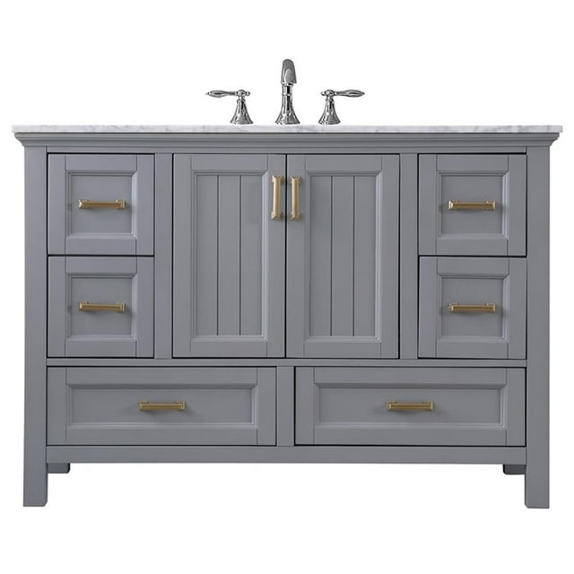 Isla 48" Marble Countertop Single Vanity w/o Mirror Gray
