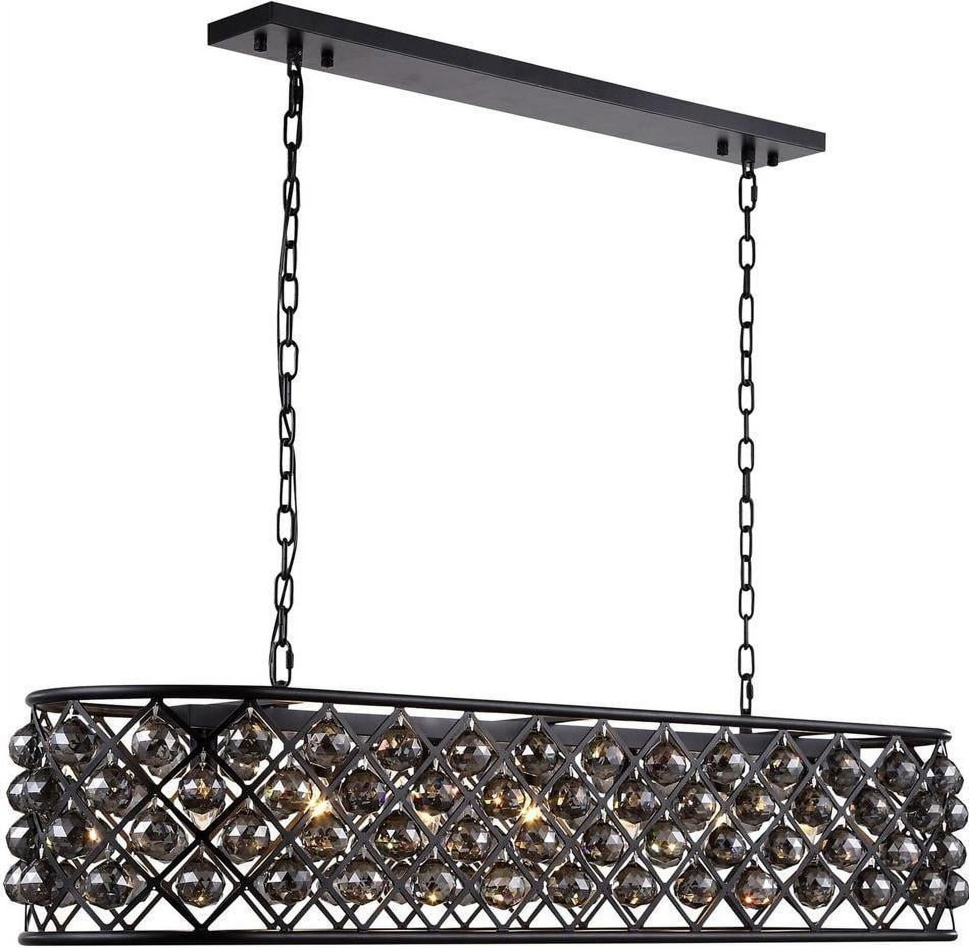 Island Pendant MADISON 7-Light Polished Nickel Silver Shade Gray Crystal EL-3535