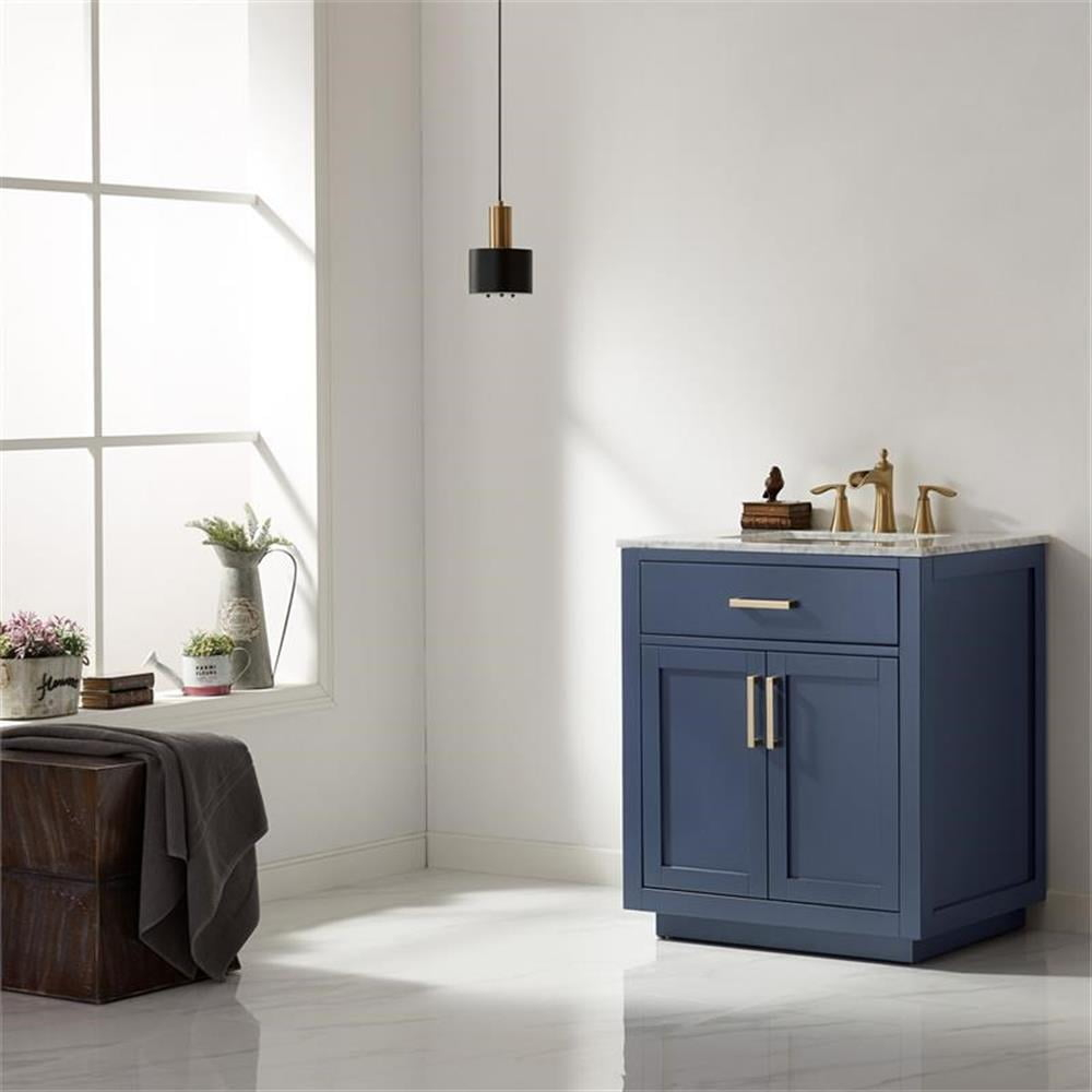Ivy 30" Marble Countertop Single Vanity w/o Mirror Royal Blue