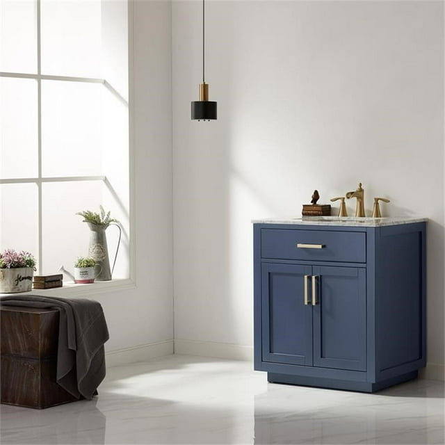 Ivy 30" Marble Countertop Single Vanity w/o Mirror Royal Blue