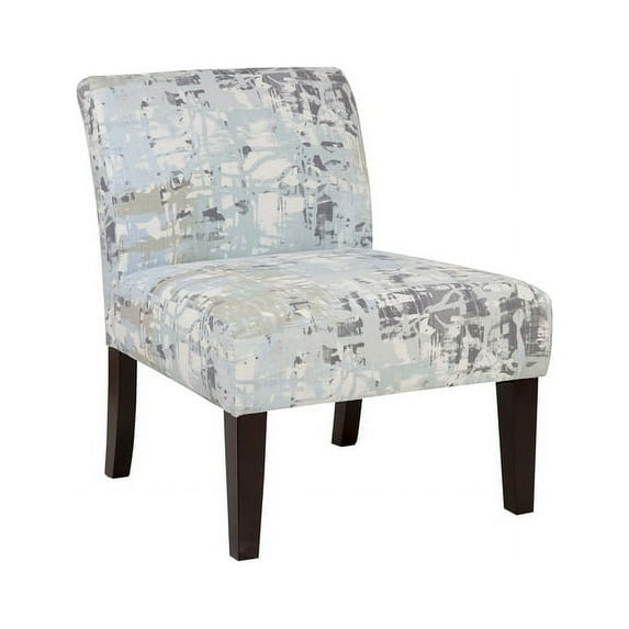 Ivy Avington Armless Slipper Accent Chair Armless Accent Chairs Mysterious Slate Blue and Grey Foam, Fabric Abstract Pattern Padded Seat Beach, Casual