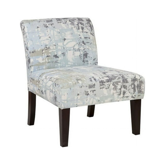 Ivy Avington Armless Slipper Accent Chair Armless Accent Chairs Mysterious Slate Blue and Grey Foam, Fabric Abstract Pattern Padded Seat Beach, Casual