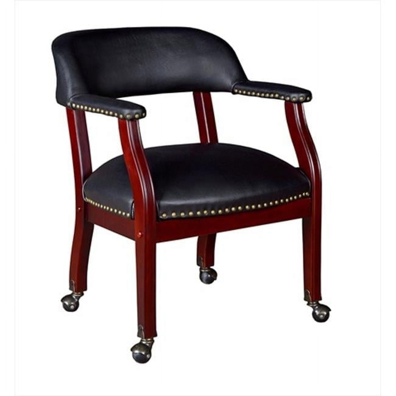 Ivy League Captain Chair & Casters - Black Vinyl