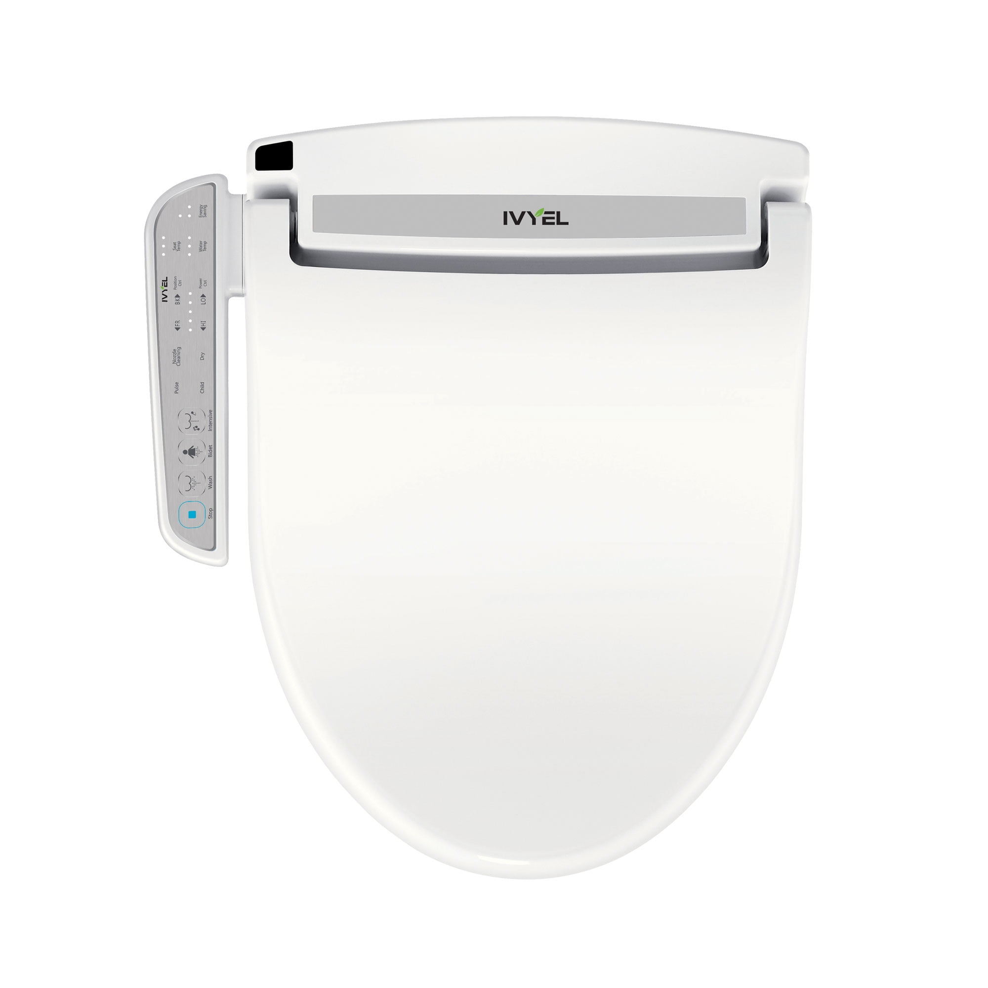 Ivyel GL-3 Smart Electric Bidet for Toilet Seat,Fits Round Toilets,Stainless Steel Self Cleaning Nozzle,Heated bidet Toilet Seat with Warm Water,Air Dryer,Intensive Wash