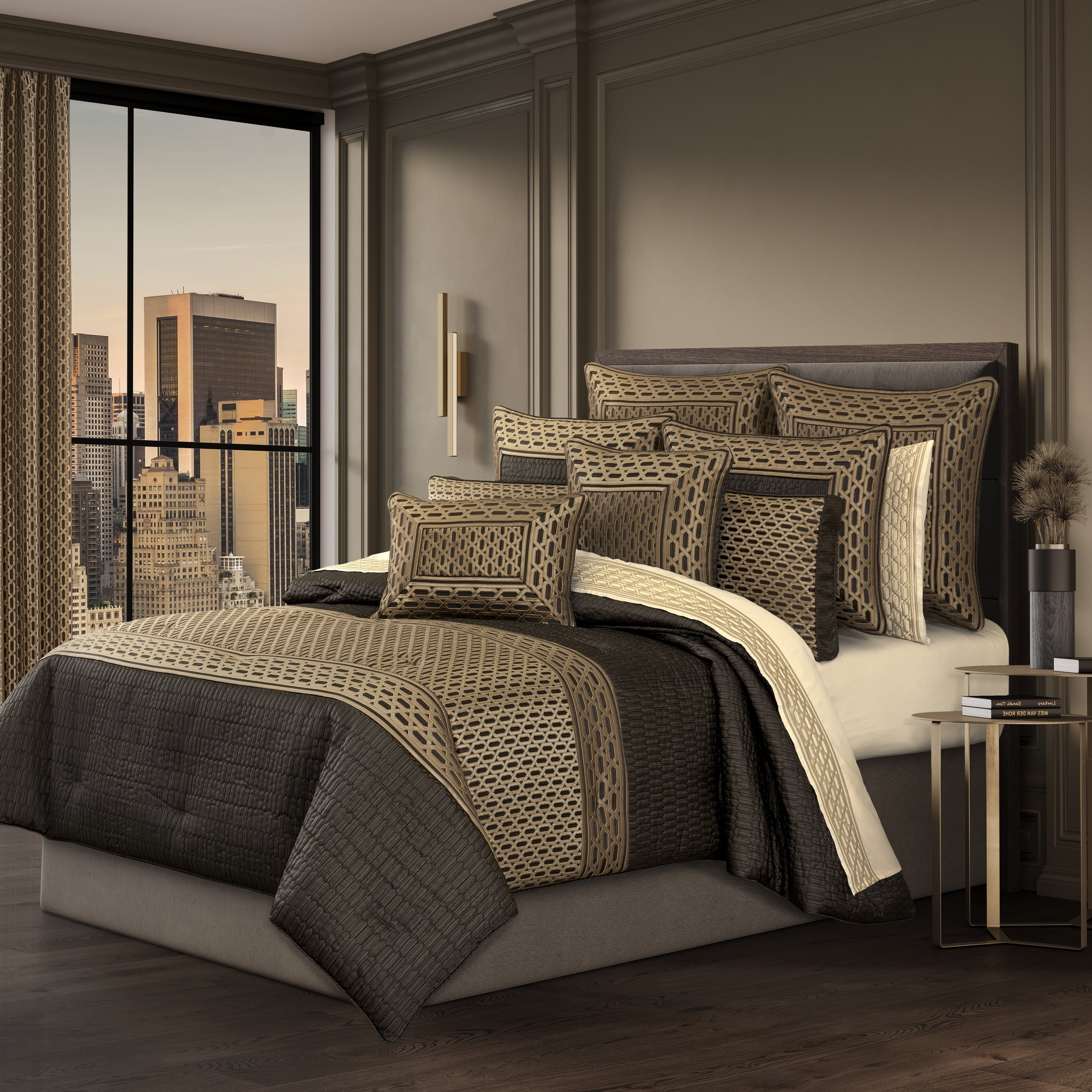 J. Queen New York Metropolitan Bronze Comforter Set King - 4 Piece