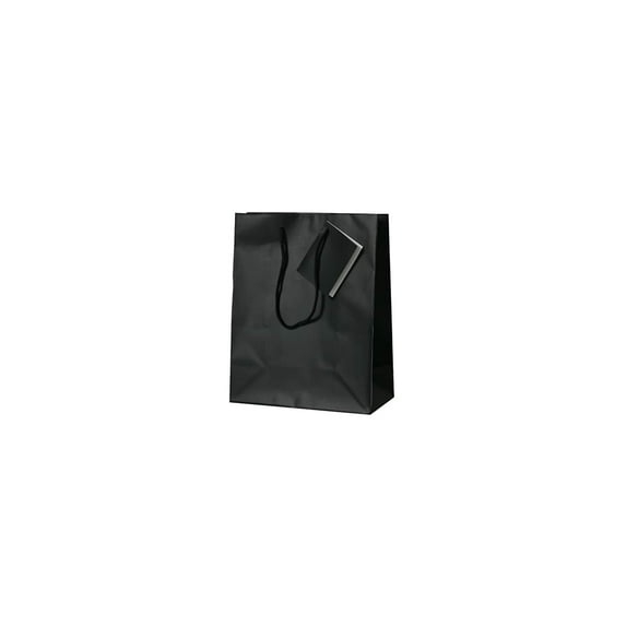 JAM Paper Medium Glossy Gift Bags, 8 x 10 x 4, Black, 3 per Pack
