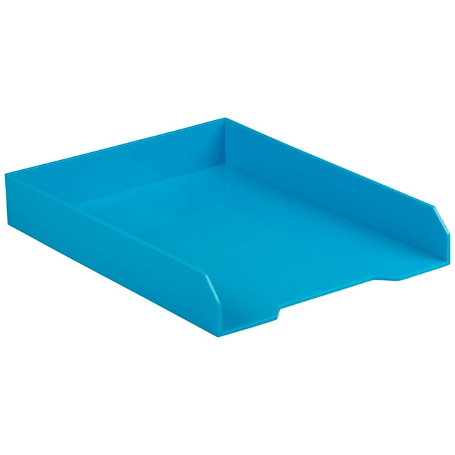 JAM PAPER Stackable Paper Trays - Blue - Letter Tray - Sold Individually 9.75 "  x 12.5 "  x 6 "