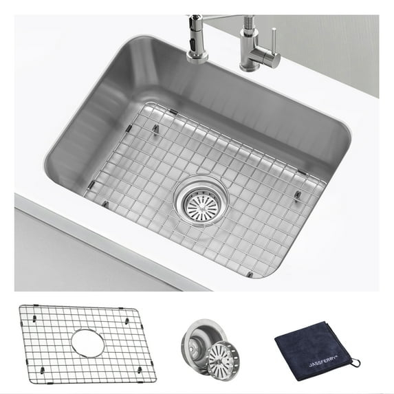 JASSFERRY Undermount Kitchen Sink Single Bowl 23 Inch, 23", 16-gauge Stainless Steel