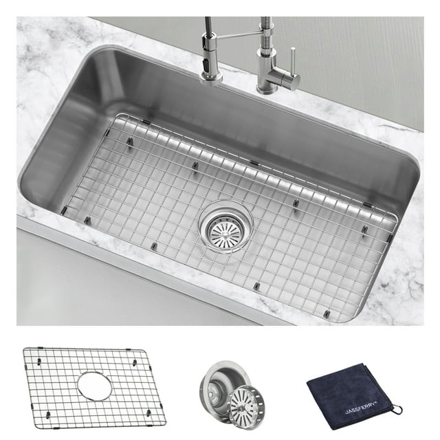 JASSFERRY Undermount Kitchen Sink Single Bowl 32 Inch, 32", 16-gauge Stainless Steel