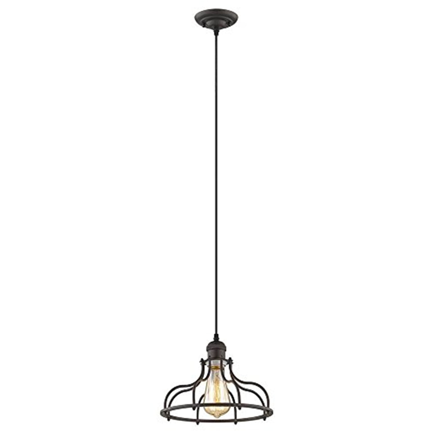 Chloe Lighting Jaxon Industrial-Style 1 Light Rubbed Bronze Ceiling Mini Pendant 10" Wide