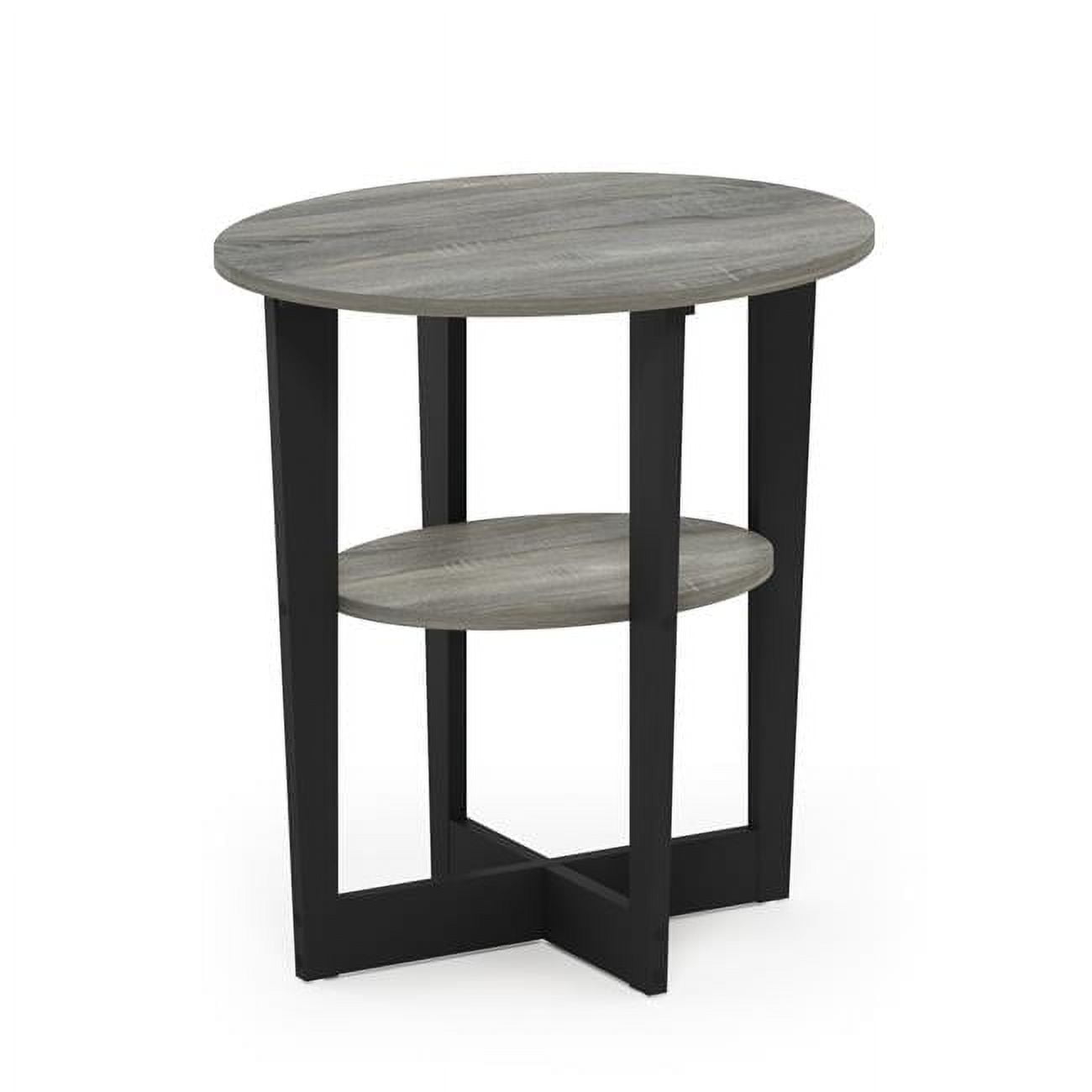 JAYA Oval End Table, French Oak Grey & Black