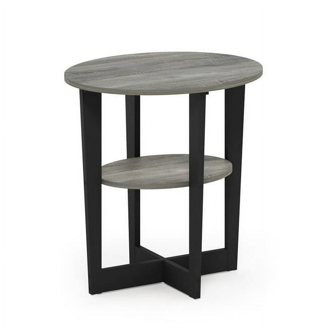 JAYA Oval End Table, French Oak Grey & Black