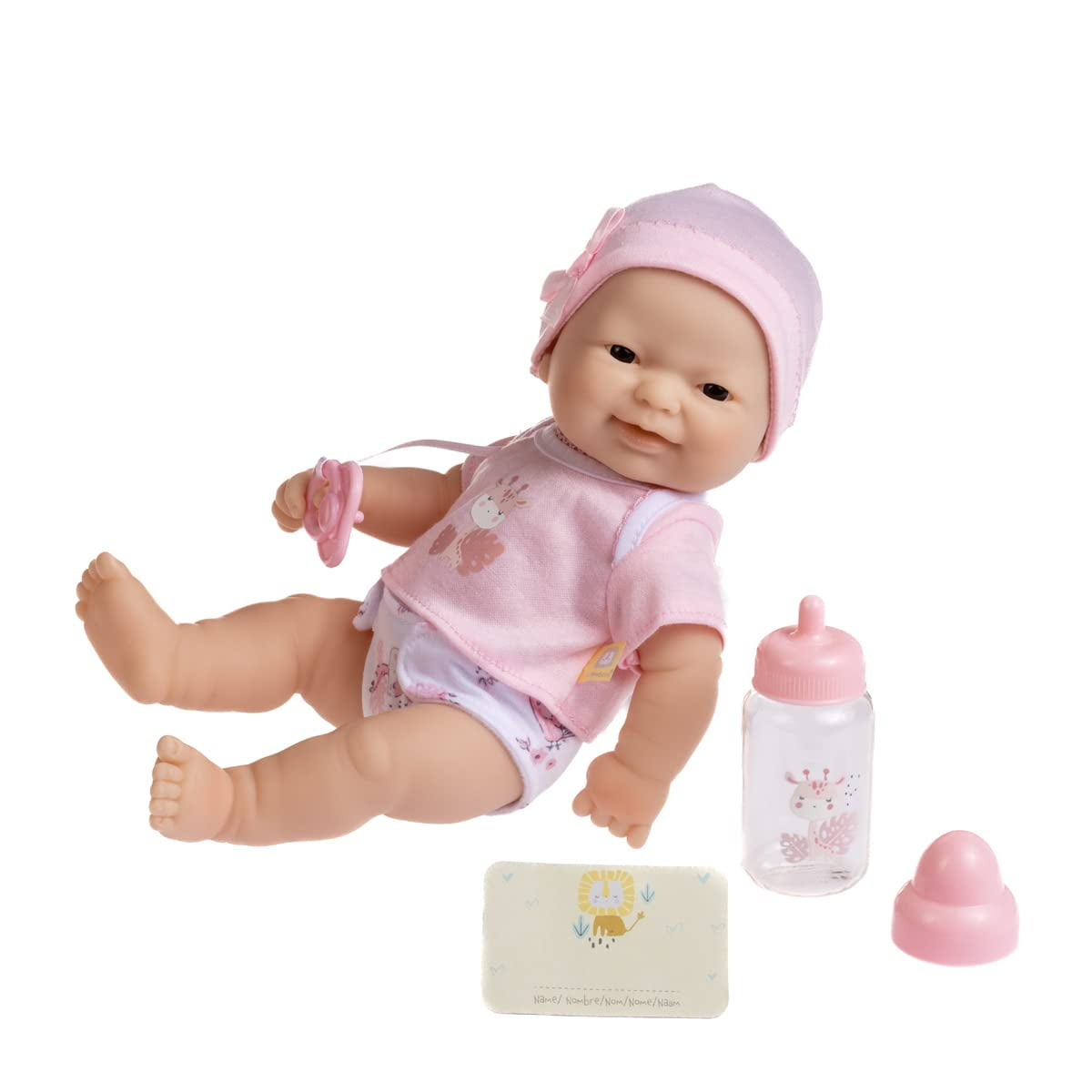 JC Toys - La Newborn Nursery | 7 Piece Doll Gift Set | 12" Life-Like Asian Doll with Accessories | Purple | Ages 2+ (18346) Pink Asian