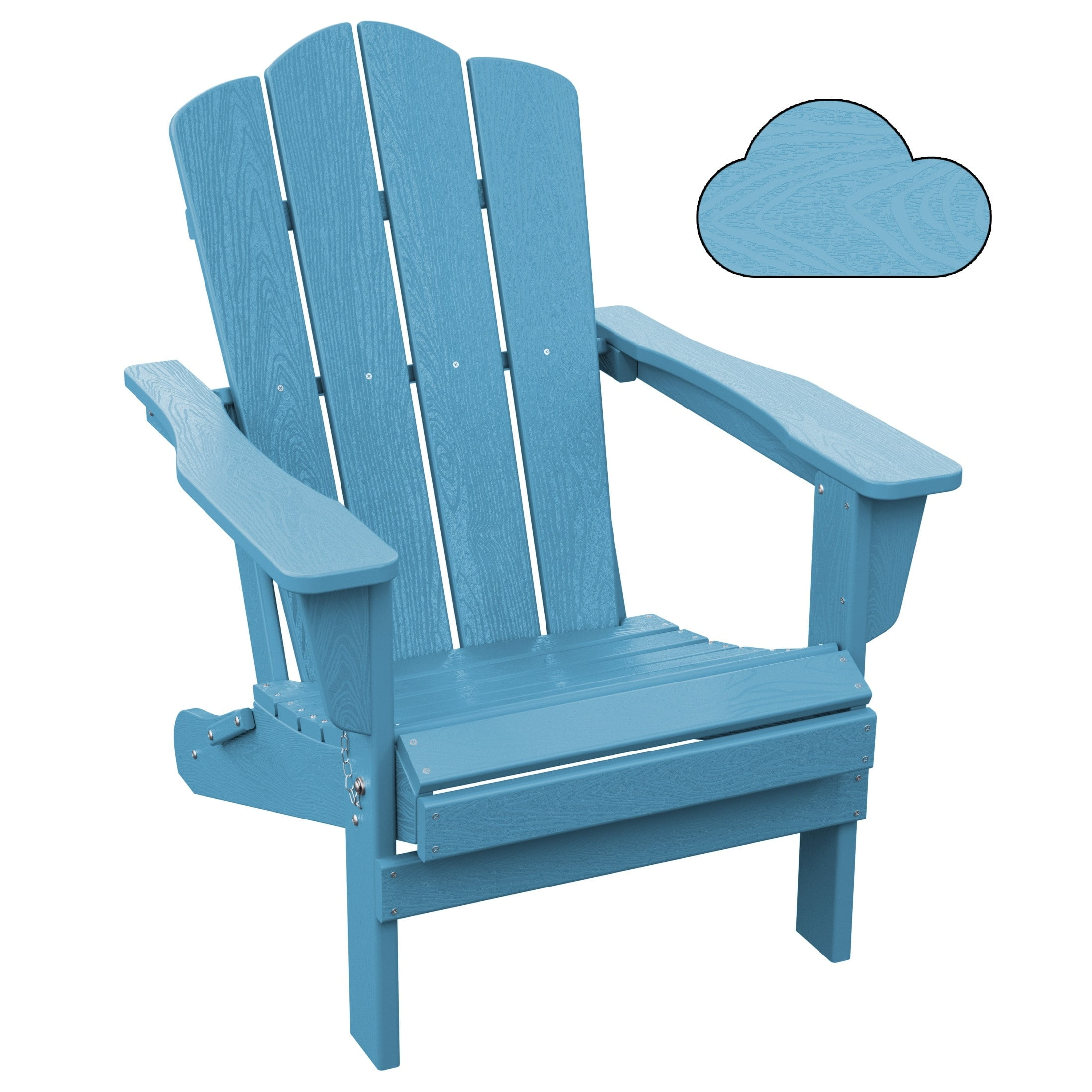JEAREY Plastic Adirondack Chair, HDPE All-Weather Outdoor Folding Adirondack Chair for Outside, Light Blue