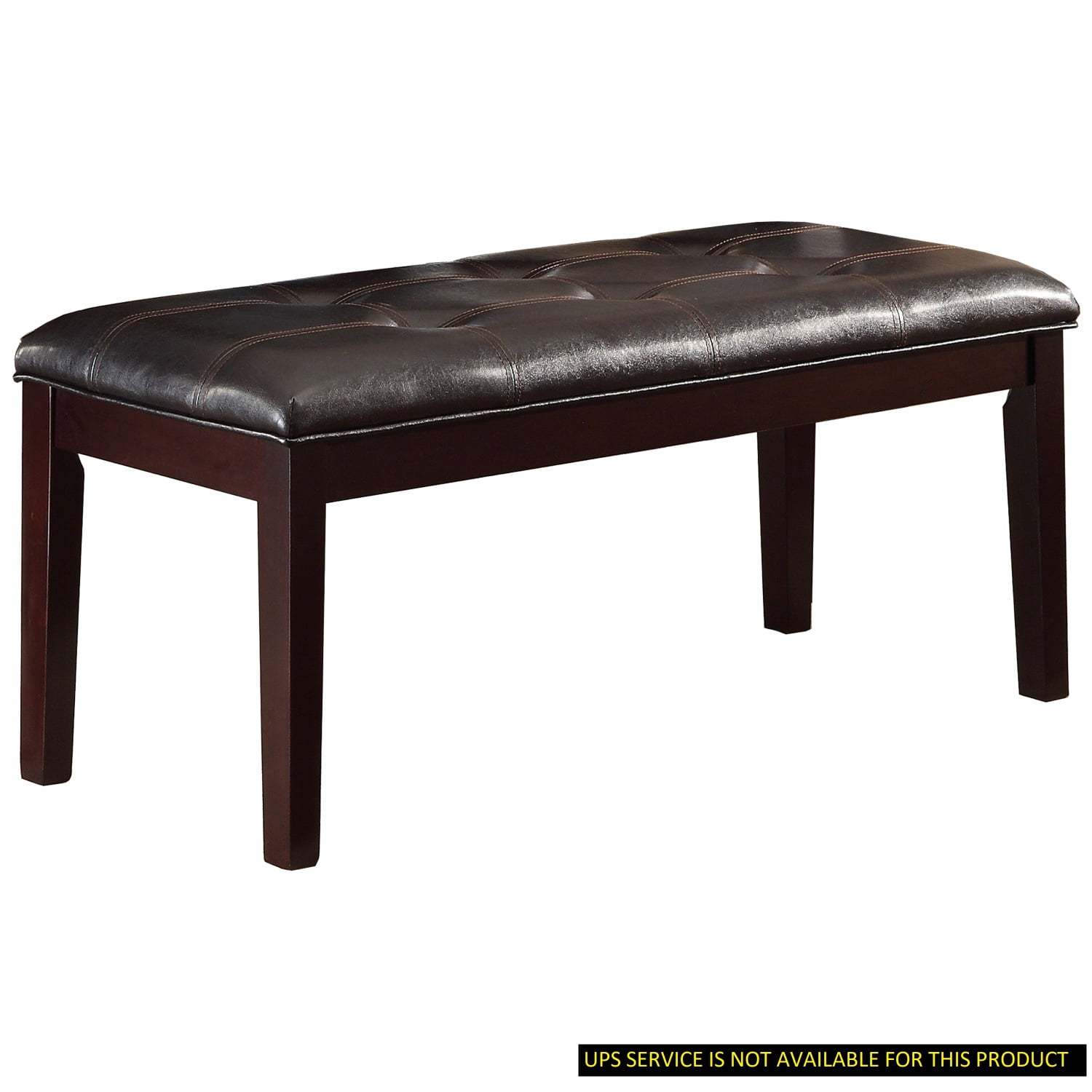 Button Tufted Faux Leather Upholstered Wooden Bench, Espresso Brown