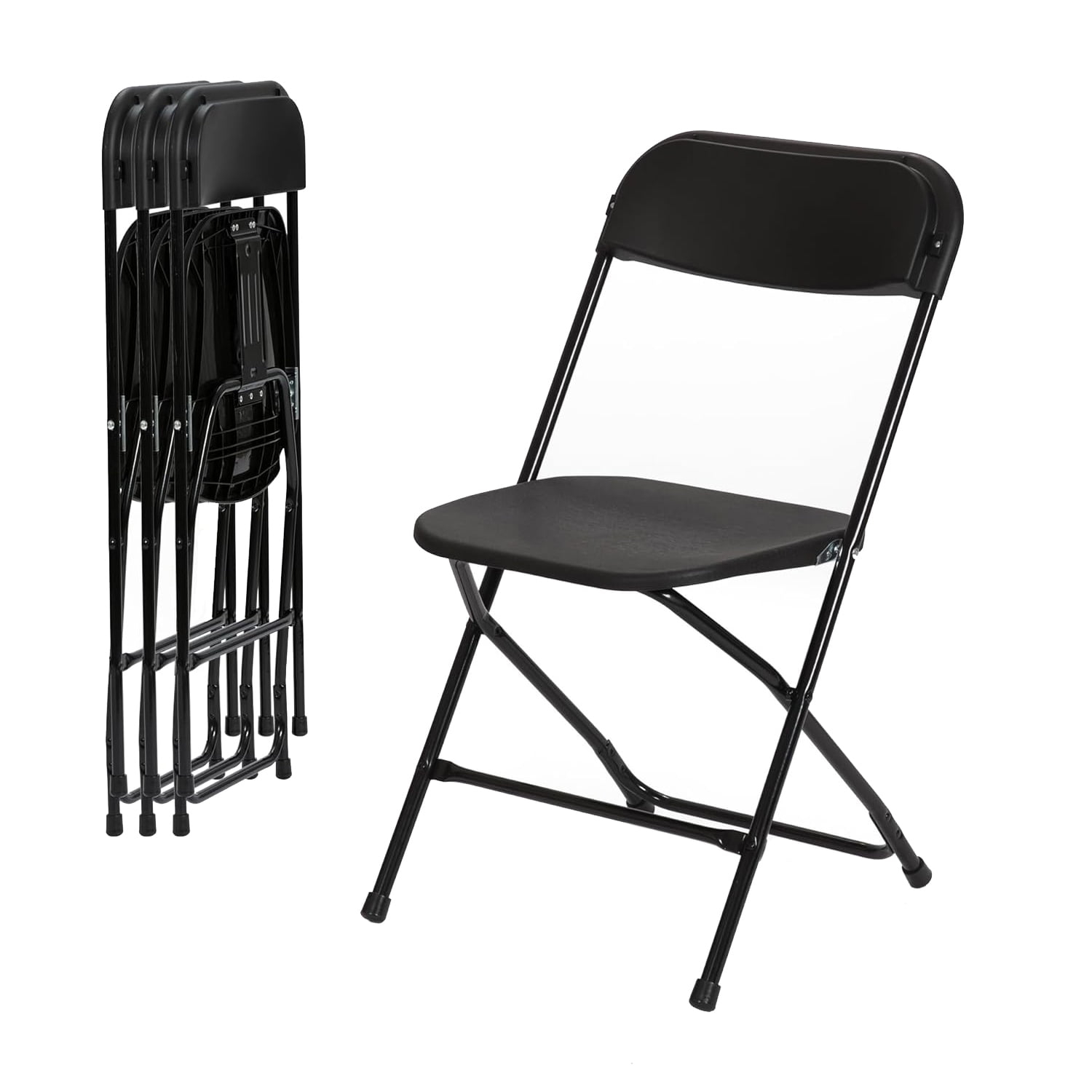 Ktaxon 4 Pack Indoor Outdoor Events Seats, Portable Stackable, Plastic Folding Chairs for Party, Black