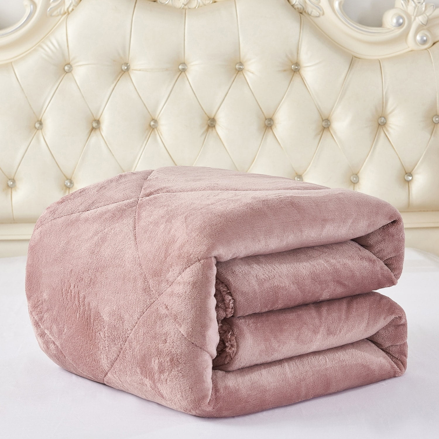 JML 3 Piece Sherpa Plush Micro Suede Comforter Set Woodrose - King