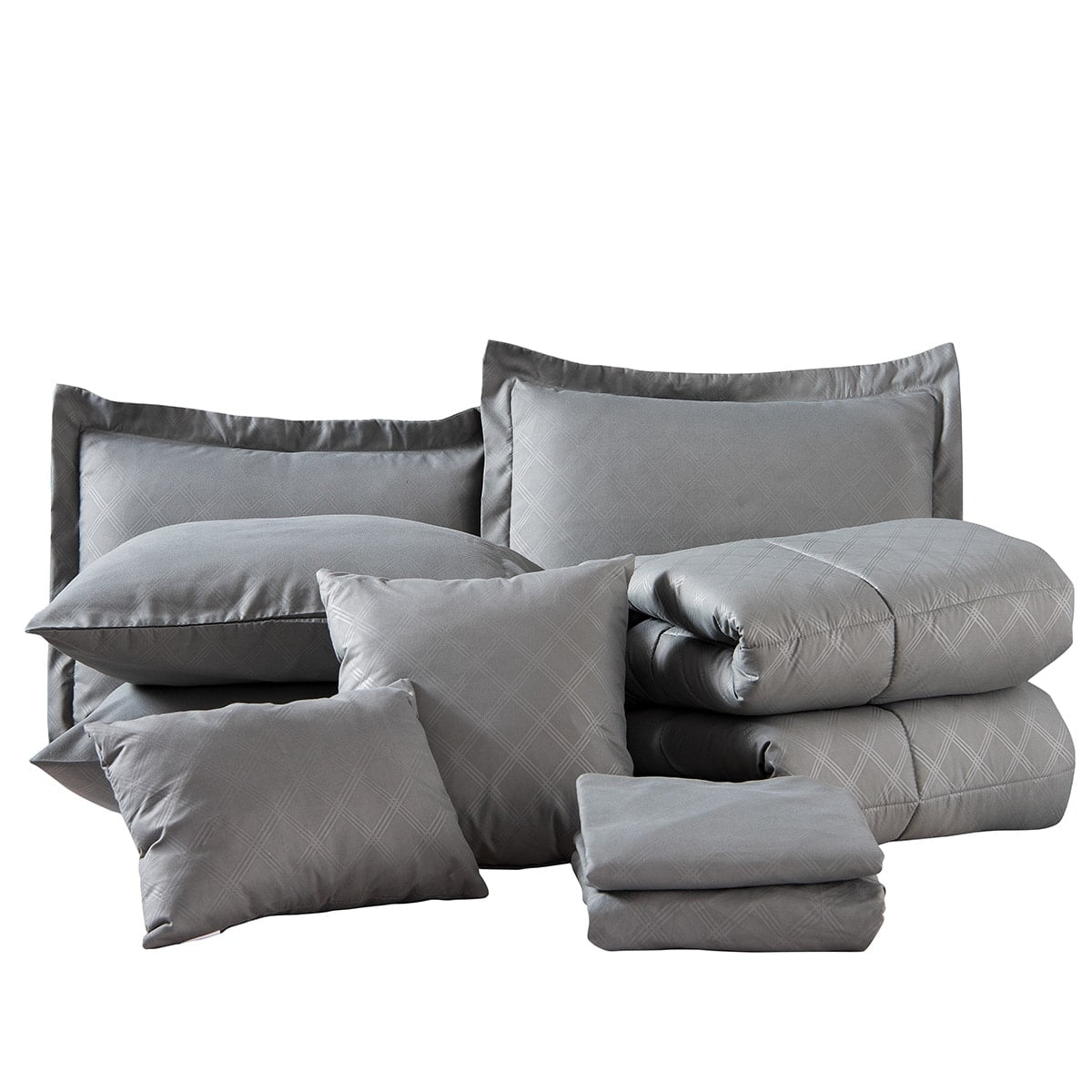JML 10-Piece Ultra-Soft Comforter Set Gray Bed in a Bag, Twin