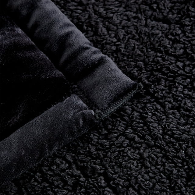 JML Ultra Plush Printed 3-piece Sherpa Borrego Comforter Set Black Floral Modern & Contemporary