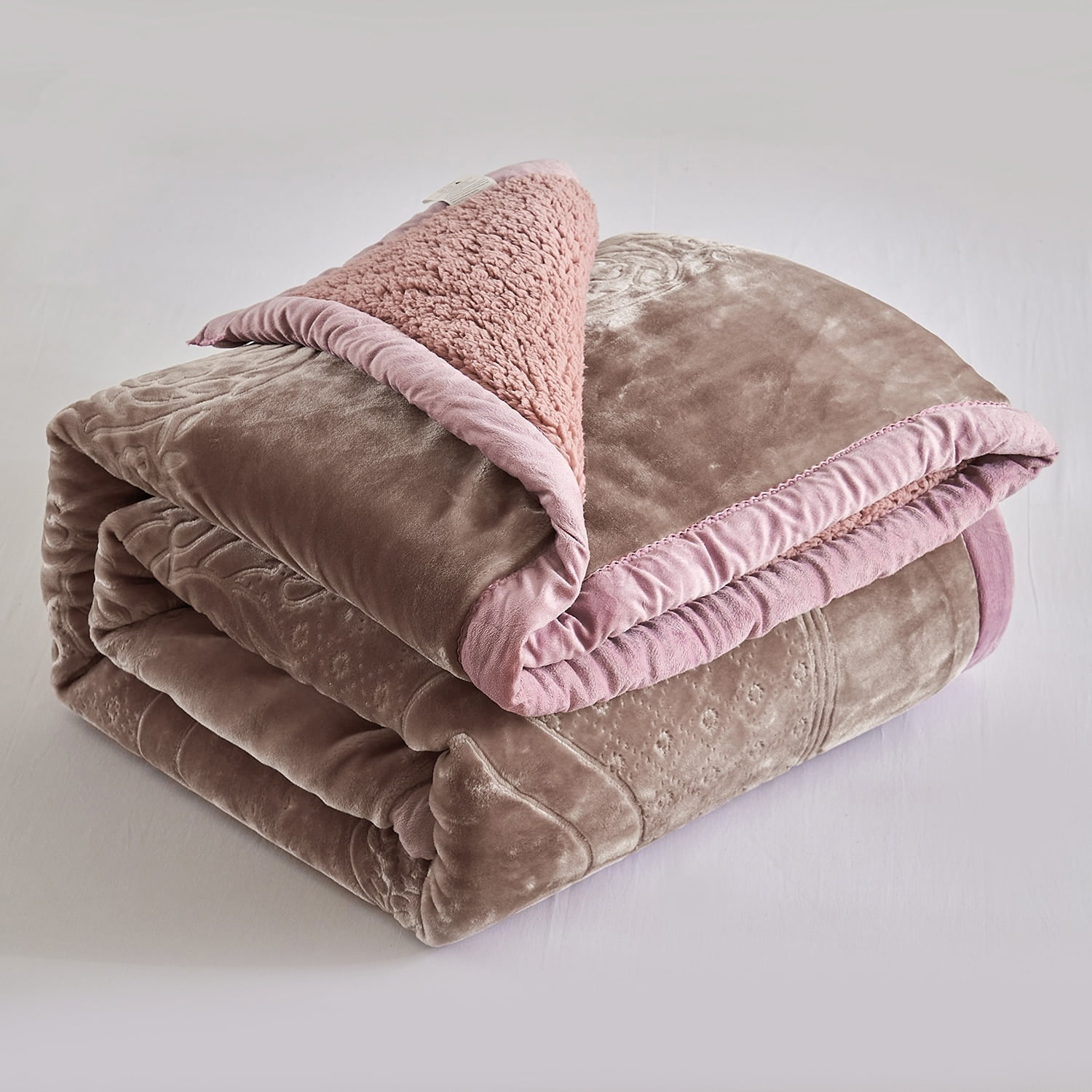 JML Ultra Plush Printed 3-piece Sherpa Borrego Comforter Set Woodrose Floral Vintage