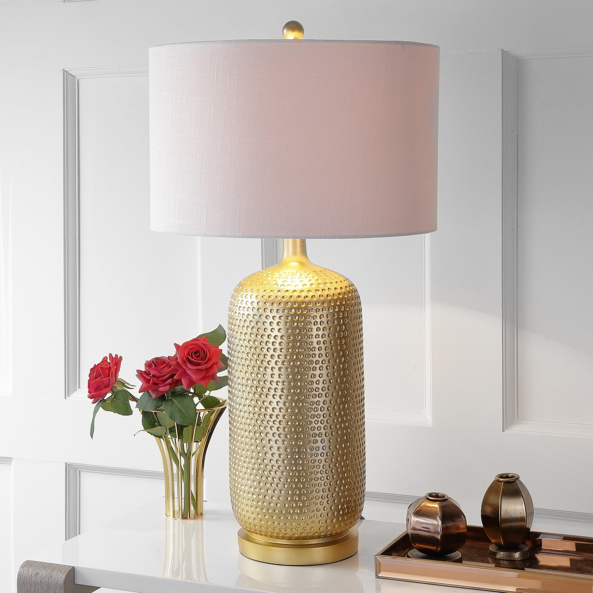 JONATHAN Y JYL1017A Sophia 30" Resin LED Table Lamp, Gold