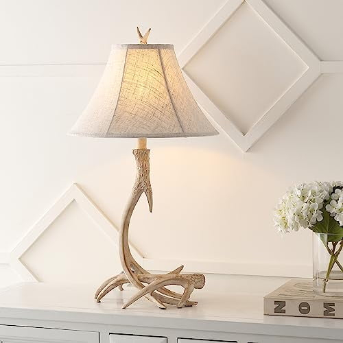 JONATHAN Y JYL6305B Antler 27.5" Rustic Resin LED Table Lamp, Traditional for living room, dinning room, bedroom, office Bulb Included, Beige