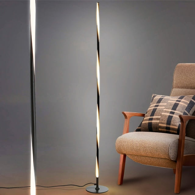 JONATHAN Y JYL7006C Pilar 63.75" LED Integrated Floor Lamp, Modern, Contemporary for living room, dinning room, bedroom, office, Black