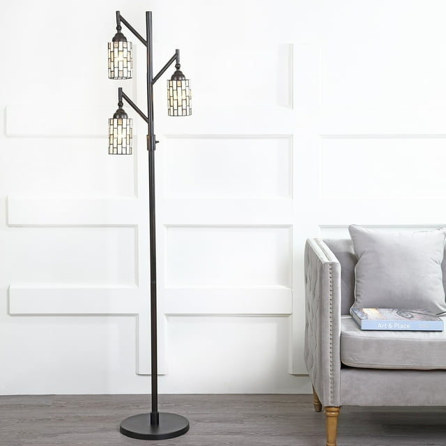 JONATHAN Y JYL8012A Lewis Tiffany-Style 71" Multi-Light LED Floor Lamp, Traditional for living room, dinning room, bedroom, office Bulb Included, Bronze